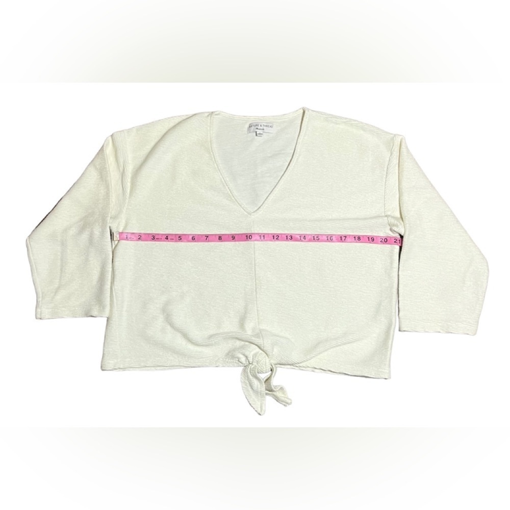 Madewell Texture & Thread pullover cropped sweater tie-front XL EUC - Picture 5 of 13